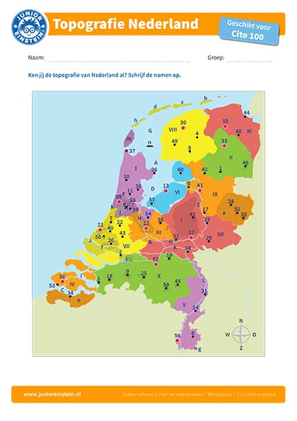 topografie nederland oefenen werkbladen